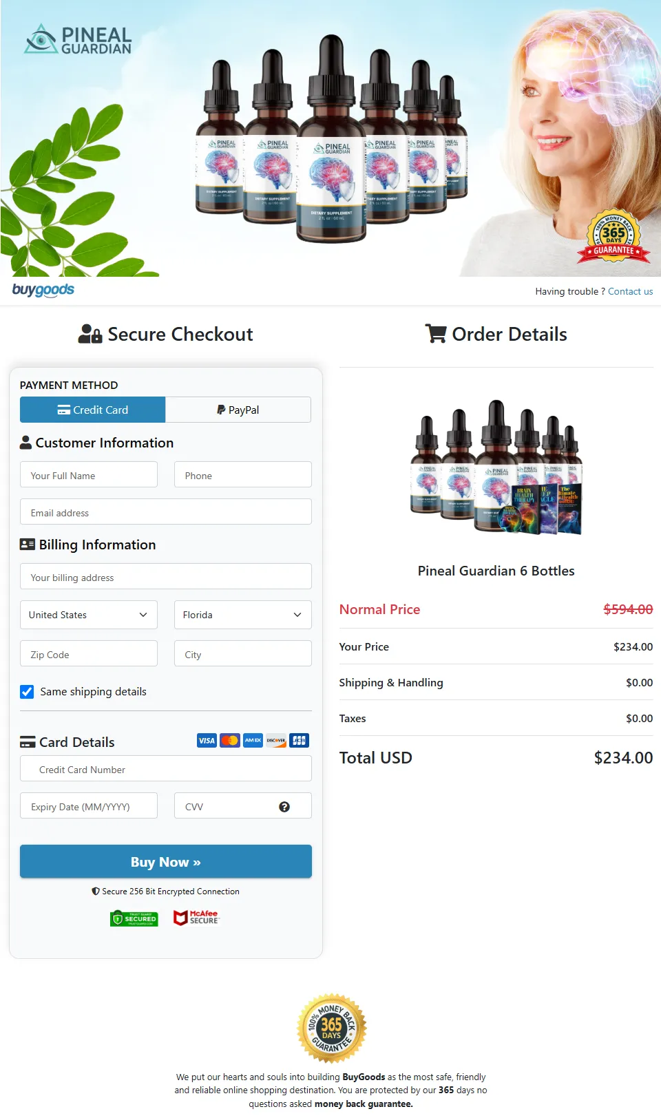 Pineal Guardian Secure Checkout Page